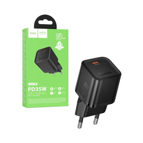 Adaptador Hoco N66 Ingenious de porta Única Gan PD35W Type-C Preto